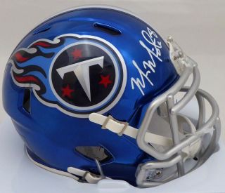 Marcus Mariota Autographed Titans Blue Chrome Speed Mini Helmet Beckett 138235