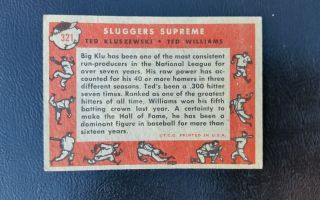 1958 TOPPS 321 TED WILLIAMS RED SOX AND TED KLUSZEWSKI 2