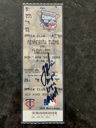 Joe Mauer Minnesota Twins Autographed Ticket Mlb Debt