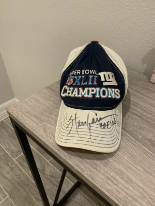York Giants Bowl Champions Hat Signed By Harry Carson Hall Of Fame 06