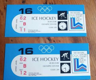1980 Lake Placid Olympic Ice Hockey Tickets,  Two.