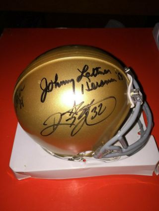Bleier/watters/heap/lattner Autographed Notre Dame Mini Football Helmet