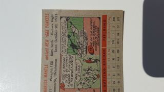 1956 Topps Mickey Mantle York Yankees 135 Baseball Card EX to Near 12