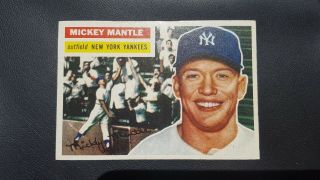 1956 Topps Mickey Mantle York Yankees 135 Baseball Card Ex To Near
