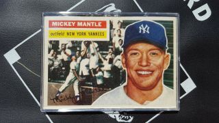 1956 Topps Mickey Mantle York Yankees 135 Baseball Card EX to Near 2