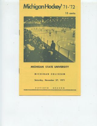 1971 - 72 Michigan Wolverines Vs Michigan State Spartans Hockey Program