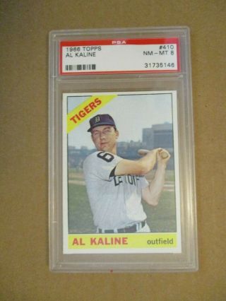 1966 Topps Baseball Card 410 Al Kaline,  Tigers,  Psa 8