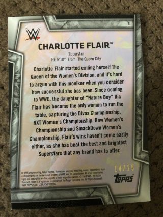 2018 Topps WWE Women’s Division CHARLOTTE FLAIR Auto d /25 2