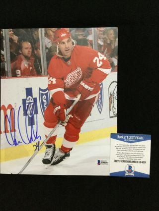 Chris Chelios Signed 8x10 Photo Beckett Bas Detroit Red Wings 5