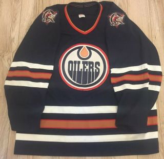 Vintage Ccm Edmonton Oilers Hockey Jersey Xl Made In Canada