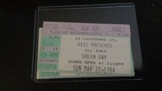 Vintage Green Day Concert Ticket Stub 3 - 20 - 1994 Boston Show