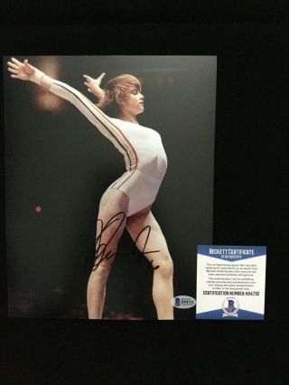 Nadia Comaneci Signed 8x10 Photo Beckett Bas Olympic Gymnastics Legend 8