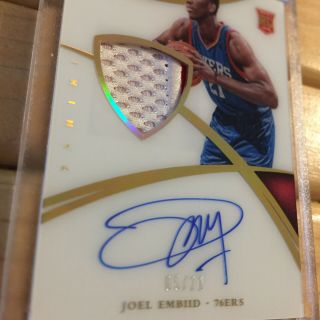2014 - 15 Panini Immaculate Joel Embiid Acetate Rookie Patch Auto RPA /21 SSP 3