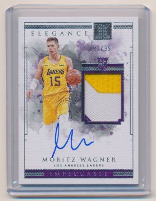 Moritz Wagner 2018 - 19 Panini Impeccable Rookie Patch Auto Rpa 91/99 Rc B4