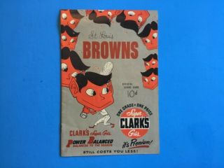 June 1952 St.  Louis Browns Signed By 7 Official Scorecard