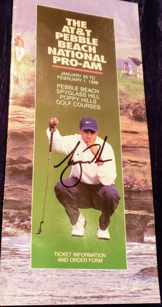 Tiger Woods Autograph 1998 Pebble Beach Pro - Am Pamphlet.  Hand Signed In Person.