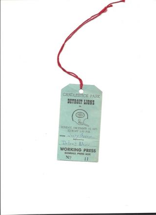 1971 (12/19) Press Pass Detroit Lions Vs.  Sf 49 