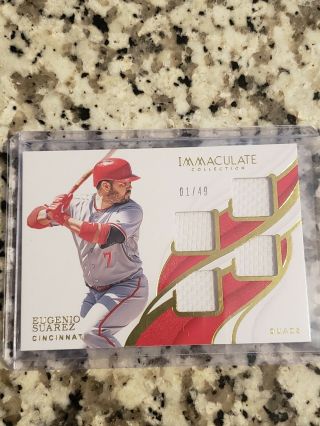 2019 Panini Immaculate Game 4x Relic Eugenio Suarez 1/49 First One Reds