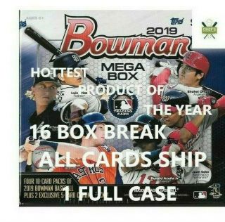 Tampa Bay Rays - 2019 Bowman Mega Box - 16 Box Break - Full Case Break 16