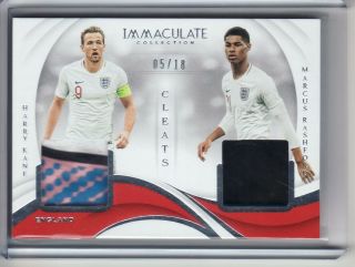 2018 - 19 Harry Kane Marcus Rashford Immaculate Soccer Cleat Combo Dual Patch 5/18