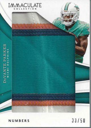 2018 Immaculate Numbers 47 Devante Parker Patch /50 - Nm - Mt