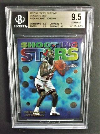 Michael Jordan Chicago Bulls 1997 - 98 Topps Chrome Shooting Stars Card Bgs 9.  5