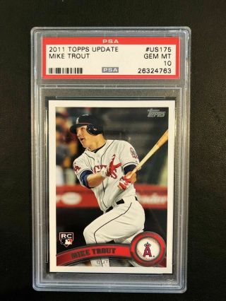 2011 Topps Update Us175 Mike Trout Angels Rc Rookie Psa 10 Gem