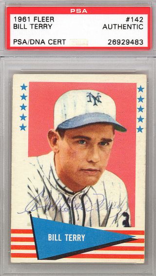 Bill Terry Autographed Signed 1961 Fleer Card 142 York Giants Psa 26929483