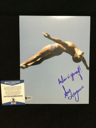 Greg Louganis Signed 8x10 Photo Beckett Bas Usa Olympic Diving Legend 20