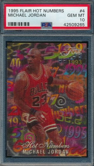 Michael Jordan 1995 - 96 Fleer Flair Hot Numbers 3d Psa 10 Gem Insert Card 4