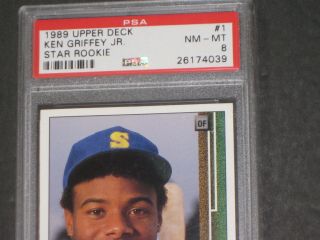 1989 Upper Deck KEN GRIFFEY JR.  Rookie Baseball Card 1 PSA 8 NM - MT 2