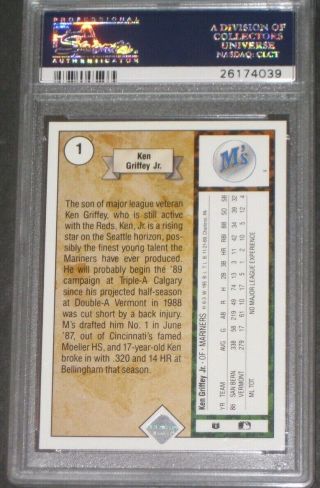 1989 Upper Deck KEN GRIFFEY JR.  Rookie Baseball Card 1 PSA 8 NM - MT 3