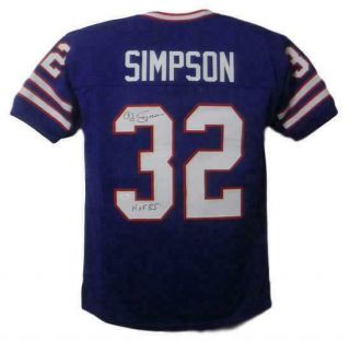 Oj Simpson Autographed/signed Buffalo Bills Xl Blue Jersey Hof Jsa 20808