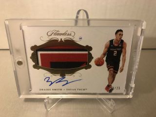 2018 - 19 Flawless Collegiate Zhaire Smith Rpa Auto Rc Logo Patch Texas Tech /25