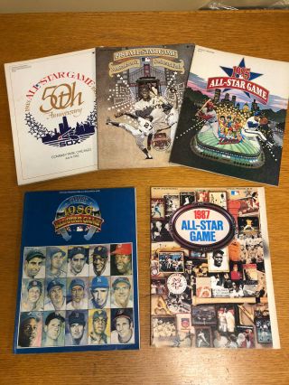 5 Mlb Baseball All - Star Game Programs With Mini Insert Cards 1983 - 1987