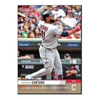 2019 Topps Now Card 671: Cleveland Indians Carlos Santana (pre -)