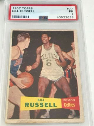 1957 Topps Basketball 77 Bill Russell Rookie Card Rc Psa 1 Pr