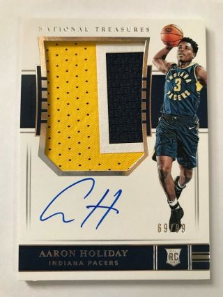 2018 - 19 National Treasures Rpa Rookie Patch Autograph Auto Aaron Holiday 69/99