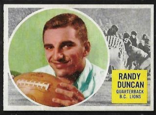 1960 Topps Cfl Football: 5 Randy Duncan Qb Rc,  B.  C.  Lions