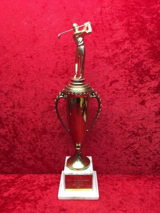 Vintage Metal Golf Trophy Marble Base City Championship Best Ball 14” Tall