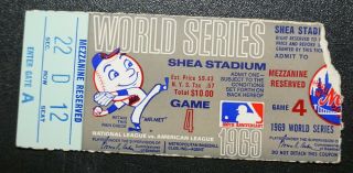 1969 World Series Game 4 Ticket Stub Ny Mets V Orioles Seaver Mets Walk Off Win
