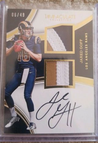 2016 Immaculate Auto Dual 3 Color Patch Jersey Jared Goff /49 Rookie Rc Invest
