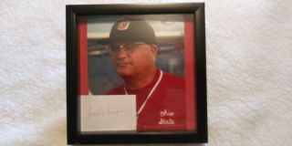 Woody Hayes Ohio State U Authentic Signature 4x6 Card With,  Pic,  Frame