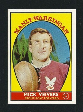 1968 Scanlens Rugby Series A Mick Veivers Manly 6 Stunning