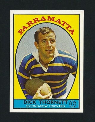 1968 Scanlens Rugby Series A Dick Thornett Parramatta 17 Stunning
