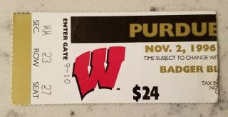 Wisconsin Badgers Purdue Boilermakers Football Ticket Stub 11/2 1996 Ron Dayne