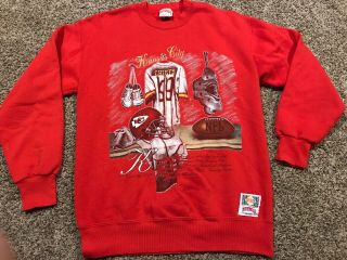 Vtg Nfl Kansas City Chiefs Nutmeg Adult L Sweater Red A11
