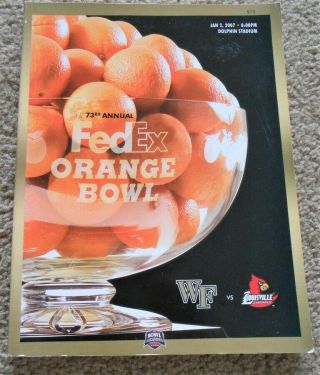 Wake Forest Vs Louisville Orange Bowl Football Game Program 2007