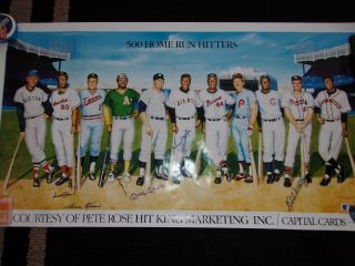 500 Home Run Poster Signed By 6 Hof 