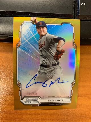 2019 Bowman Sterling Casey Mize Gold Refractor Auto 13/50